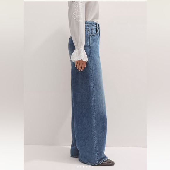 ME + EM British Luxury Designer High Rise Wide Leg Long Inseam Jean Size 32 - Picture 3 of 11